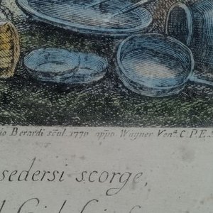 grabado antiguo al aguafuerte y buril que parece ser una estampa del siglo XVIII del artista Fabio Berardi basada en una obra de Santi Pacini - imagen 3