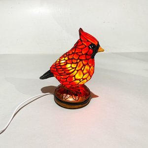 Lámpara Decorativa Cardenal Rojo Estilo Vitral - imagen 1