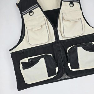Chaleco de Pesca Talle XXXL Negro y Beige con Múltiples Bolsillos - imagen 3