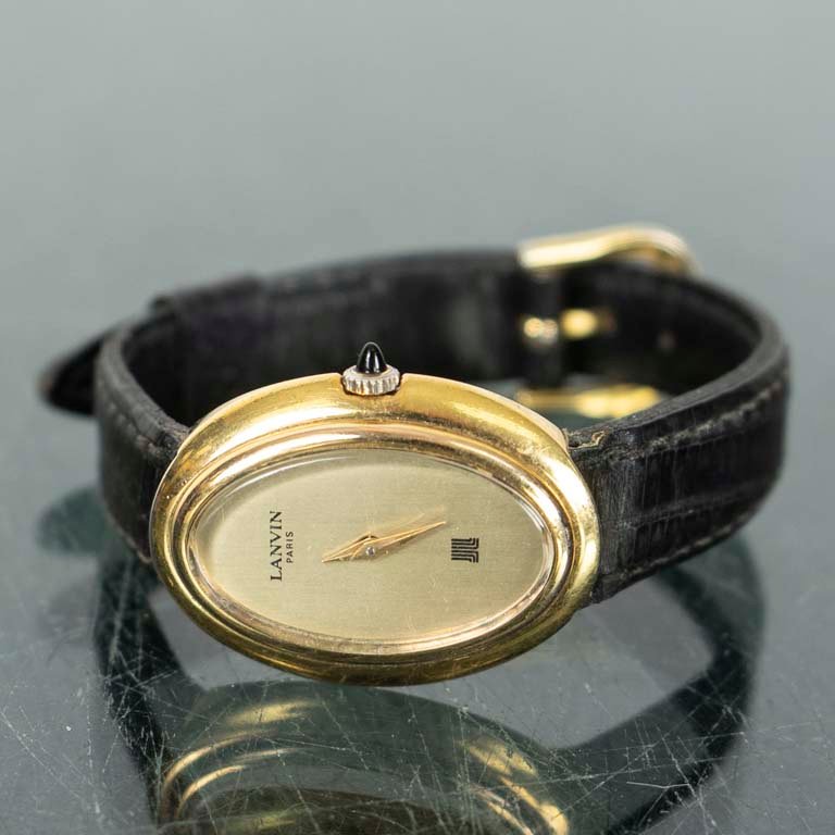 Reloj de Dama Lanvin Paris Dorado con Malla de Cuero
