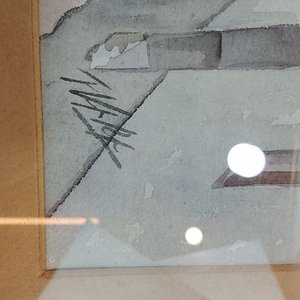 Acuarela "Paisaje Urbano Alhambra" Firmada V. Vidal con Marco Dorado y Paspartú - imagen 5