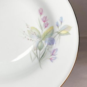 Seis Platos Hondos de Porcelana Bavaria Tirschenreuth con Decorado Floral y Borde Dorado - imagen 3
