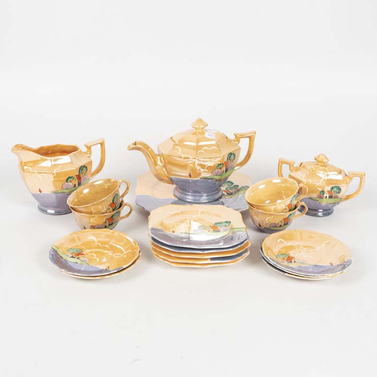 18 Piezas de juego de loza japonesa tornasolado pintado a mano 