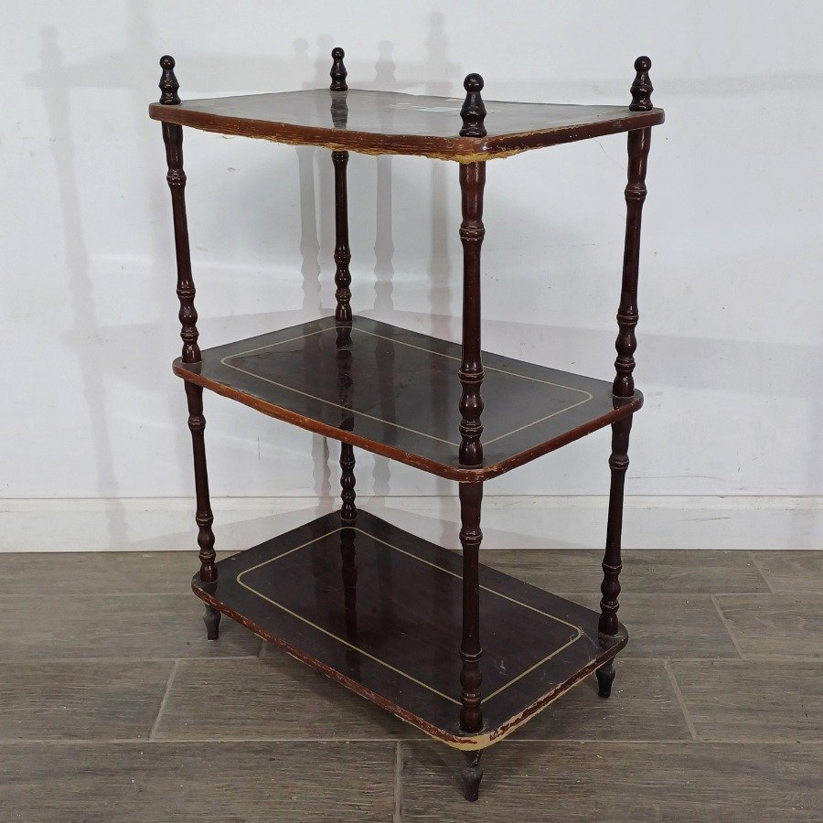 Mueble en compensado con 3 estantes y patas torneadas - imagen 5