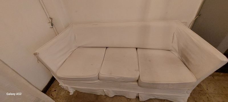 Sillon de tres cuerpos tapizado en tela blanco - imagen 6