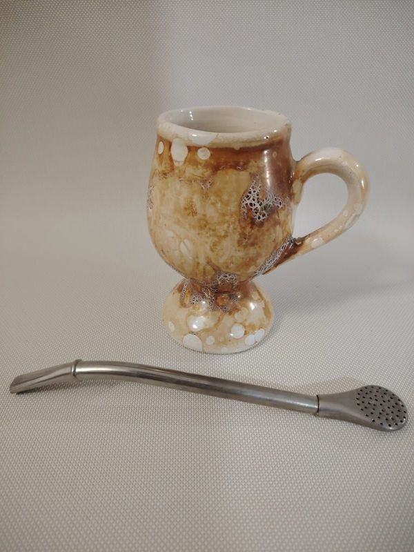 Mate de cerámica pintado con bombilla - imagen 5