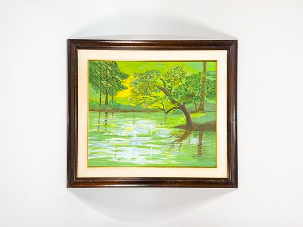 Pintura de paisaje campestre en óleo sobre fibra - imagen 1