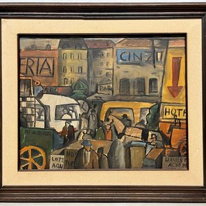 Walter Deliotti "Escena de Ciudad" Óleo sobre Tela (43 x 53 cm) - imagen 2