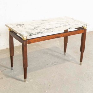 Lote siguiente: Mesa de Sala Americana con Tapa de Mármol y Detalles en Lustre