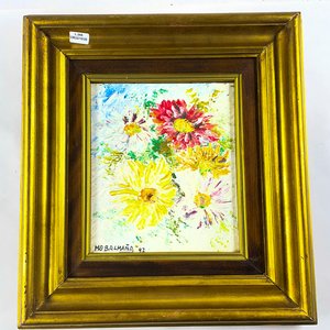 Cuadro al Óleo "Flores" de M.O. Balmaña (1997) - 24 x 20 cm - imagen 1