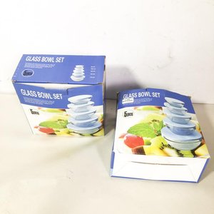 Dos Juegos de Bowls de Vidrio con Tapa Plástica - imagen 1