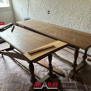 Conjunto de Dos Mesas Rectangulares de Madera para Restaurar - imagen 3