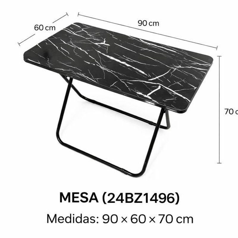 Mesa plegable de mármol negro