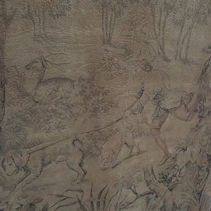 Tapiz con Escena de Caza y Soporte de Madera - imagen 2