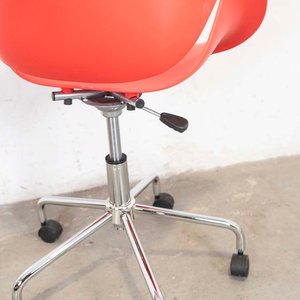Sillón de Oficina Giratorio PVC Rojo, Patas Cromadas con Ruedas - imagen 3