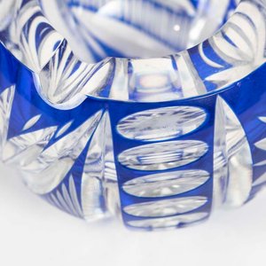 Cenicero de Cristal Tallado Estilo Baccarat con Detalles Azules - imagen 2