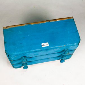 Caja Alhajera Vintage de Madera con 3 Cajones - Celeste - imagen 3