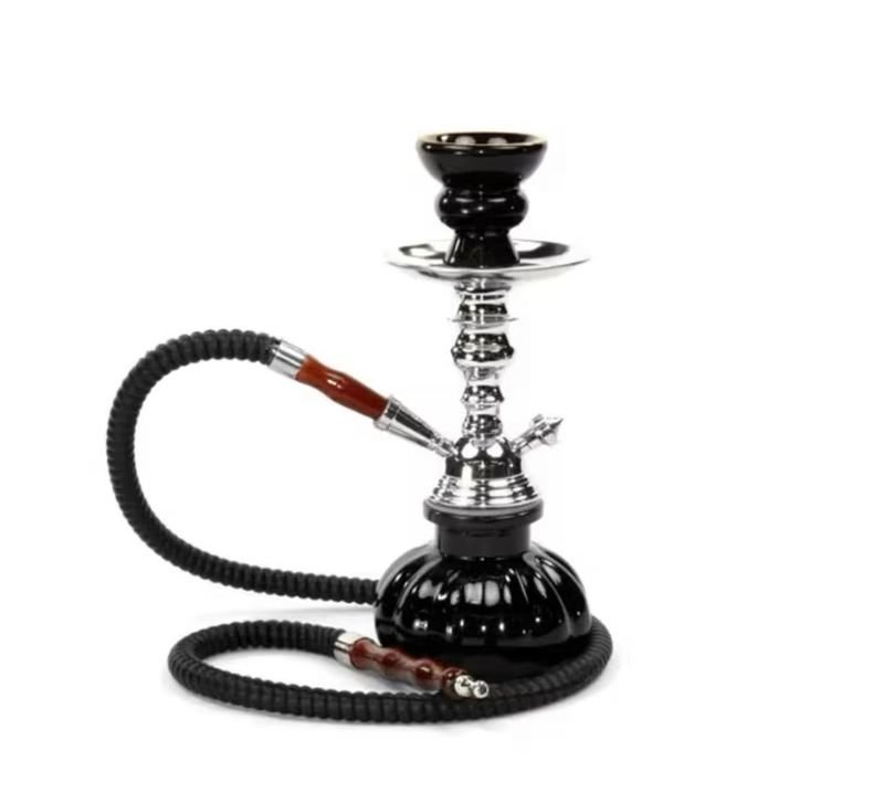 Narguile Oriental Elegante Negro y Cromado