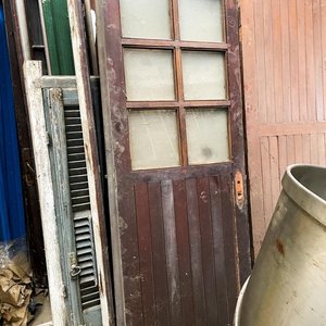 Puerta Interior Madera Oscura con Vidrio y Hoja de Madera - imagen 1