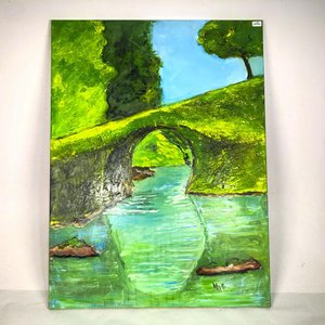 Lote anterior: Cuadro al Óleo: Puente Verde sobre Tela, 80 x 60 cm