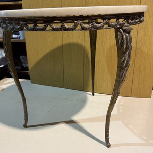 Mesa Ratona Redonda Mármol y Bronce - imagen 3