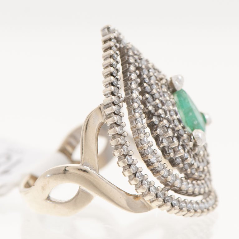 Anillo de Oro con Esmeralda y Brillantes - imagen 2