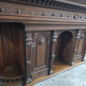 Alzada de Roble con Estantes y Puertas - Mueble Antiguo - imagen 6