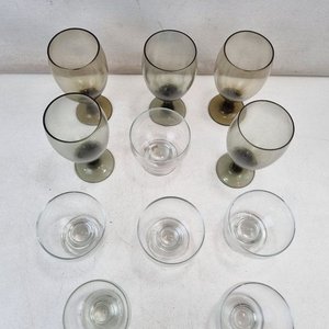 Set de 11 Copas y Vasos de Postre en Cristal Ahumado y Transparente - imagen 3