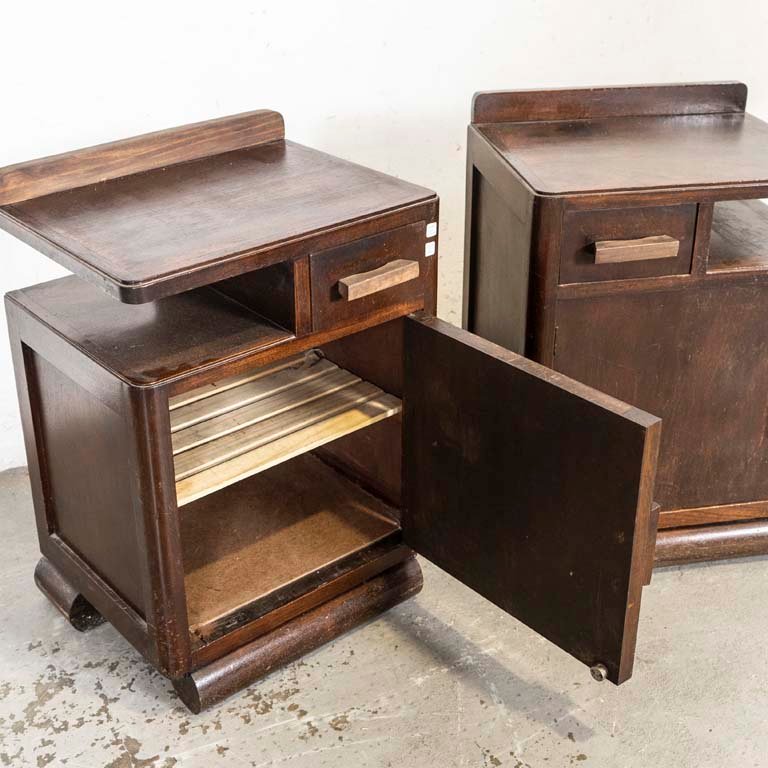 Mesas de luz Art Deco con cajón y puerta - imagen 3