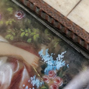 Alhajero Antiguo de Hueso con Pintura Romántica Firmada - imagen 6