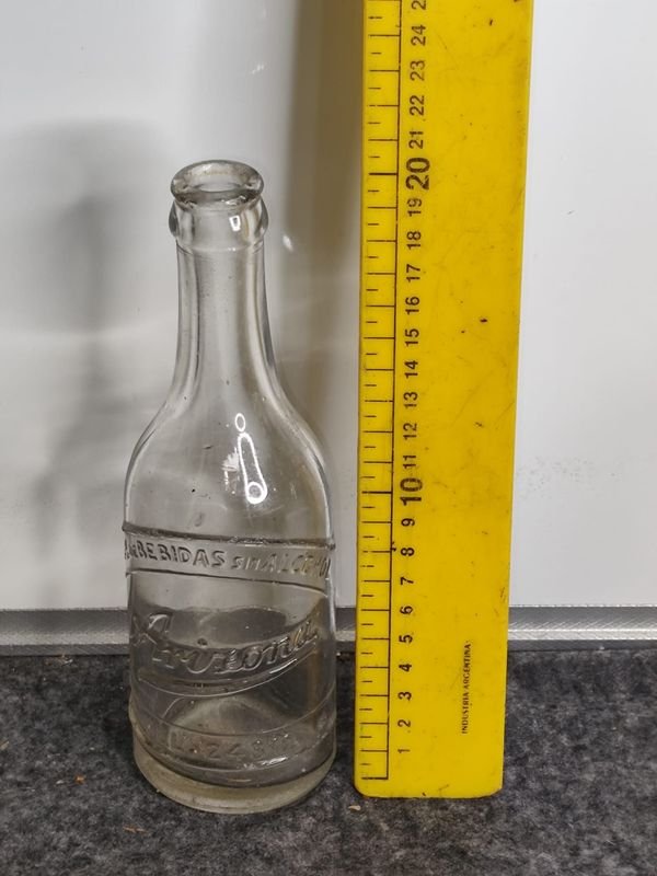 Botella Antigua de Vidrio "Arizona" con Teléfono Grabado