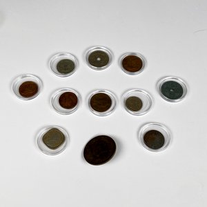 Diez Monedas Antiguas y Botón Gauchesco de Bronce - imagen 2