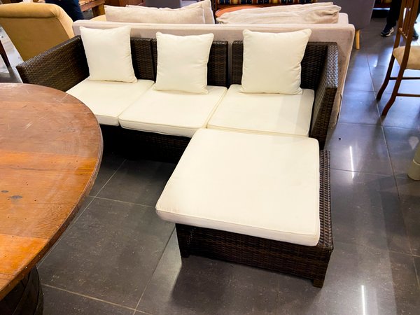 Juego de Muebles de Exterior Ratán Sintético con Puff y Almohadones - imagen 1