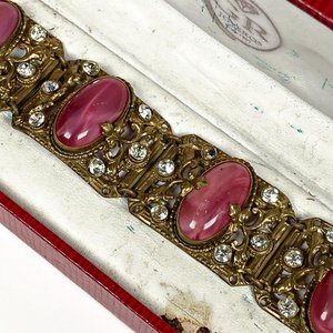 Pulsera Enchapada con Piedras Rosadas y Cristales, con Estuche - imagen 3