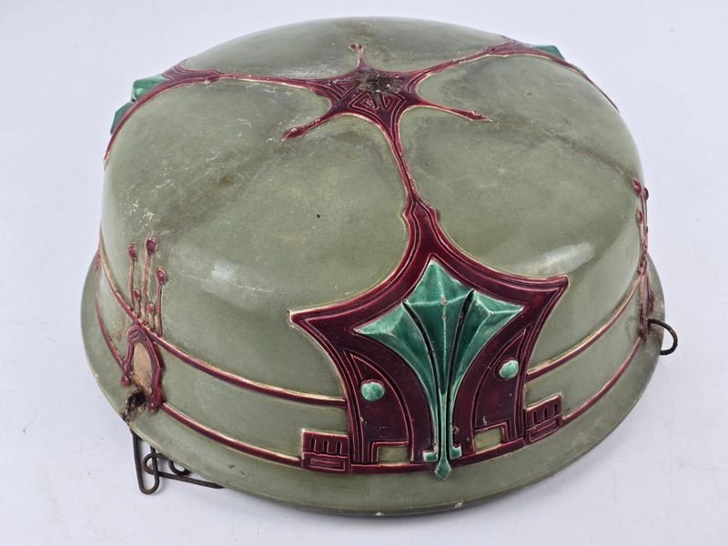 Porta Maceta Mayólica Art Nouveau Austríaco con Cadena