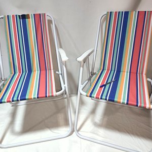 Par de Sillas de Playa Plegables de Caño con Rayas Multicolor - imagen 3