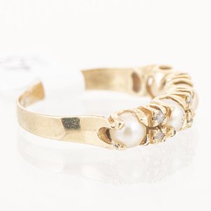 Anillo Oro 18k con Perlas y Brillantes - imagen 2