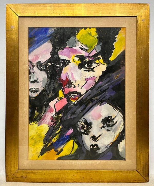 Lote anterior: Pintura de Gandos 'Caras' en Tempera sobre papel