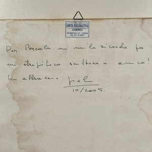 Lápiz sobre Papel: Motivo Geométrico con Dedicatoria y Marco de Madera - imagen 7