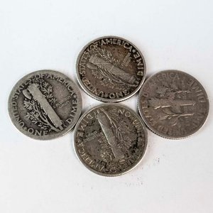 4 Monedas de Plata de Estados Unidos: 10 Centavos de 1952 y Tres de 1935 - imagen 2