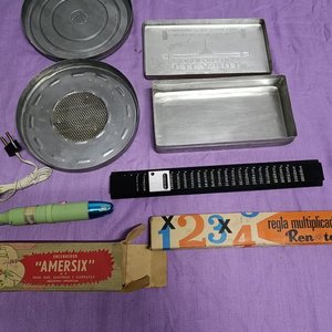 Lote de Colección: Lata Antigua, Regla Multiplicadora Renate y Encendedor Amersix - imagen 3