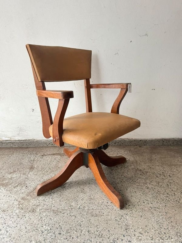 Sillón de Roble Giratorio y Reclinable con Posabrazos - imagen 1