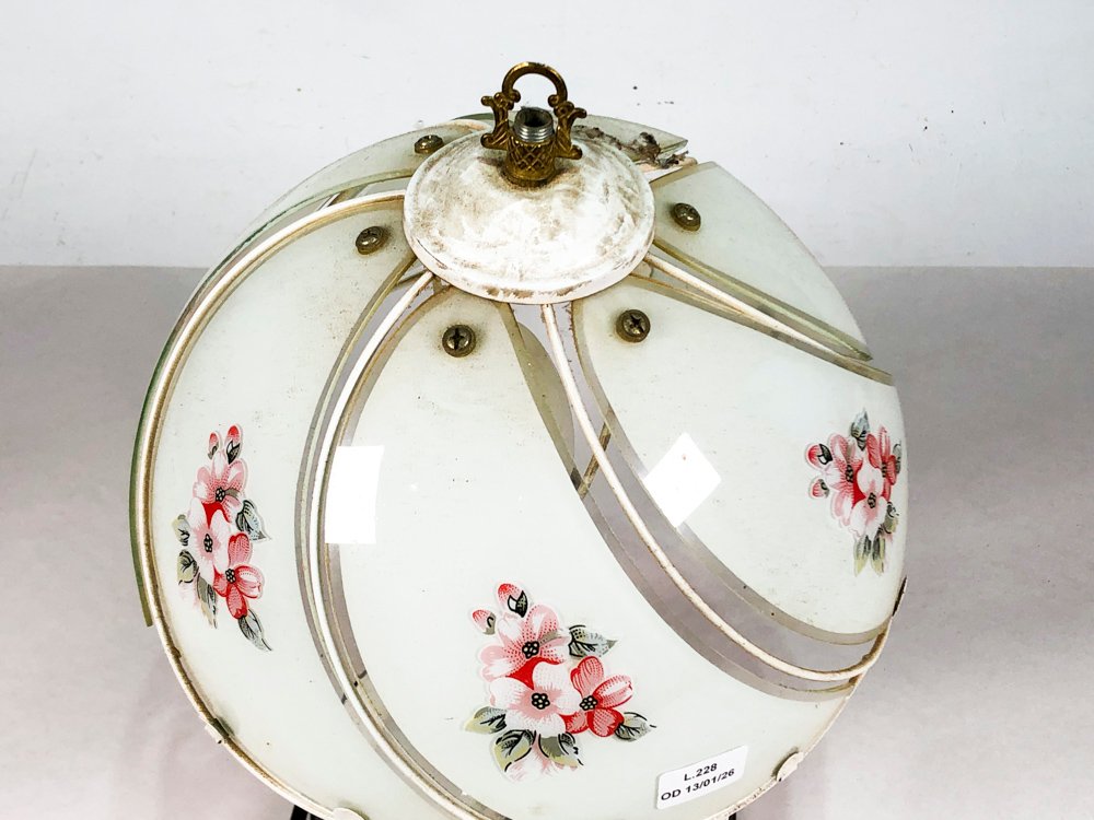 Lámparas de sobremesa en vidrio y metal blanco floral - imagen 3