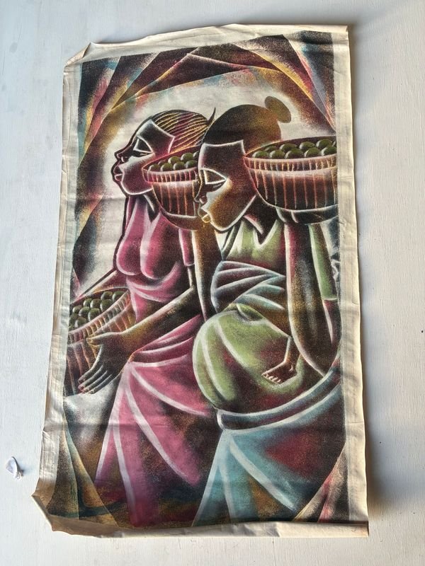 Lienzo en Arena desde África - Pintura Colorida