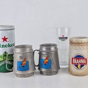 Lote de 4 Jarras y Vaso de Cerveza Heineken y Brahma - imagen 1