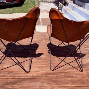 Par de Sillones Marrones Estilo BKF Africanos en Cuero - imagen 8