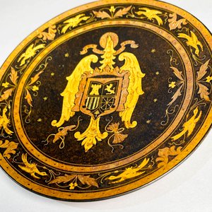 Tres Platos Damasquinados de Toledo con Escudo de Armas y Mandalas - imagen 3