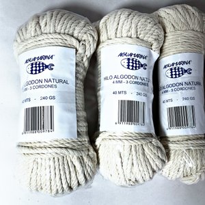 Lote de 5 Rollos de Hilo de Algodón Natural Aguamarina - imagen 2