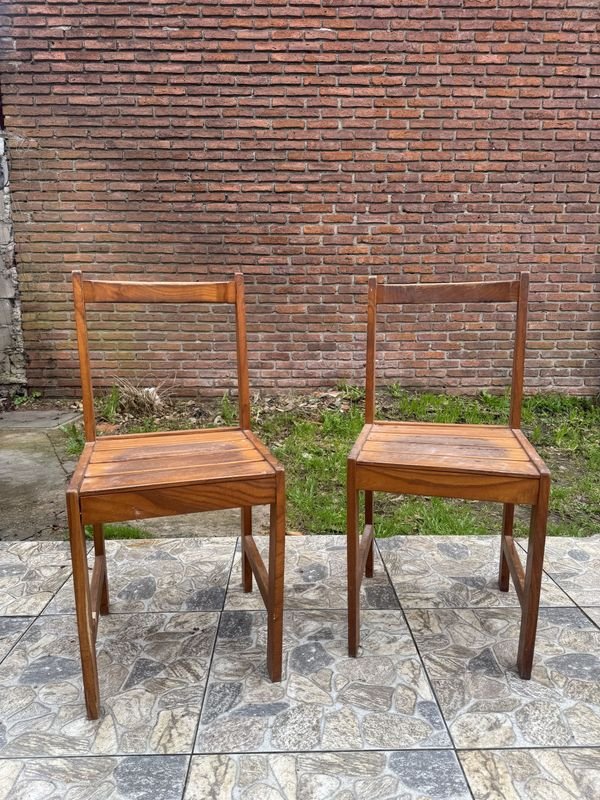 Juego de 2 Sillas de Madera Rústicas