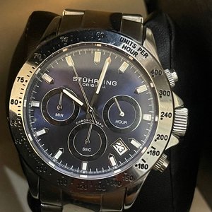 Reloj Stuhrling Original Cronógrafo Esfera Azul Zafiro Acero - imagen 3